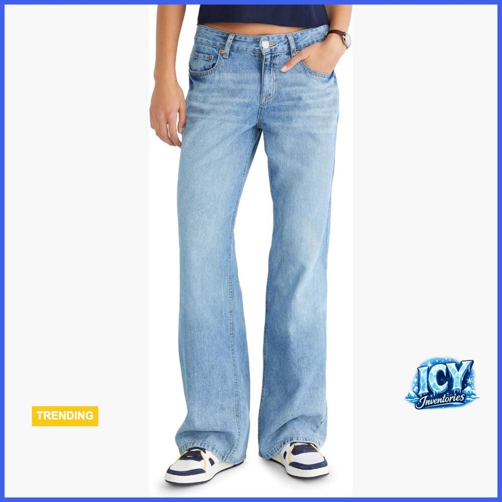 Low Rise Baggy Wide Leg Jean, Recycled Cotton Rigid Denim